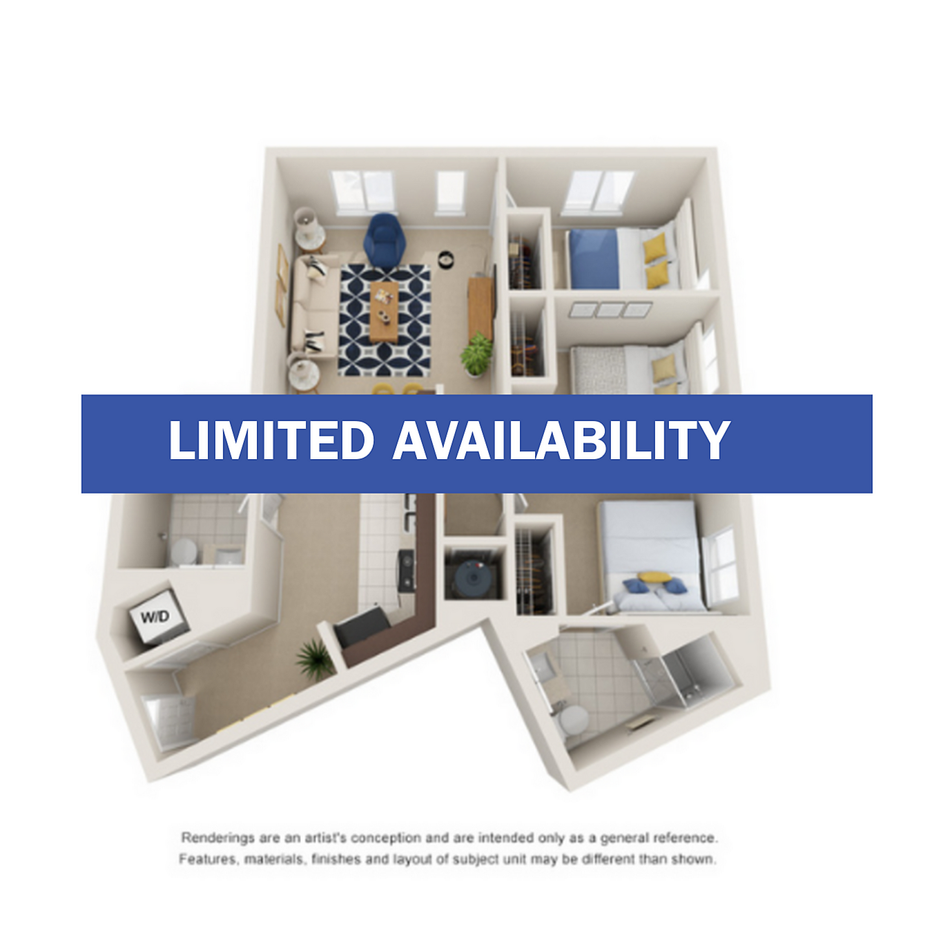 3BR/2BA – Standard floor plan